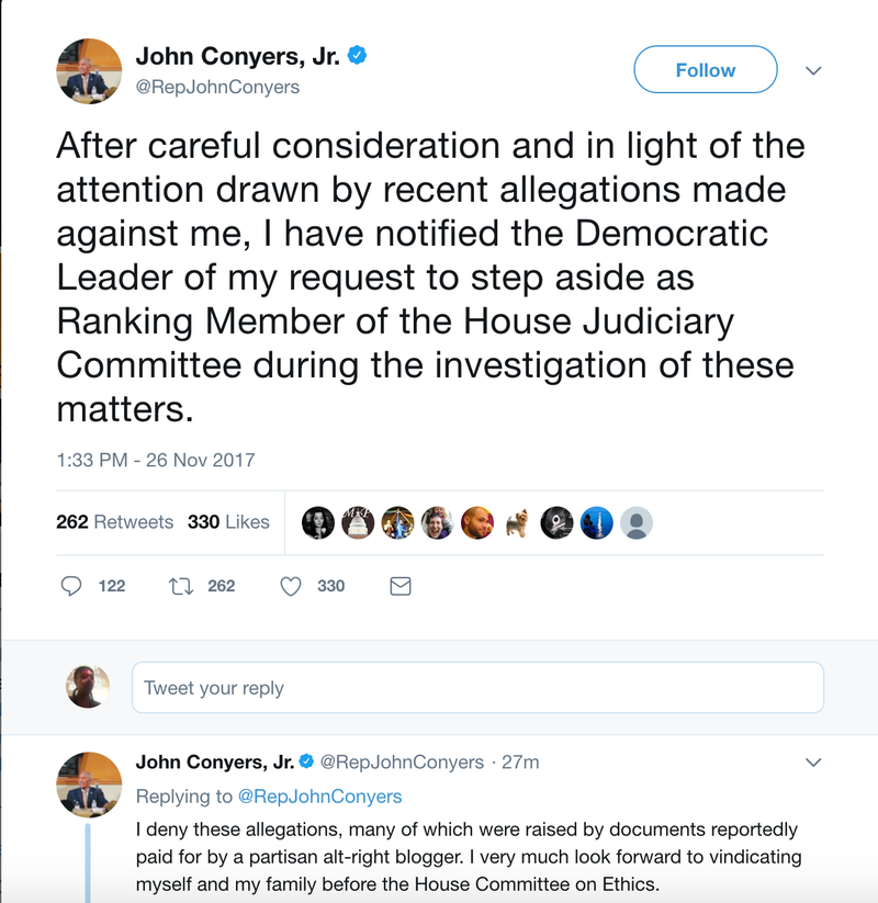 Illustration for article titled Another One Bites the Dust: Rep. John Conyers Steps Down From House Judiciary Committee Over Sexual Harassment Claims